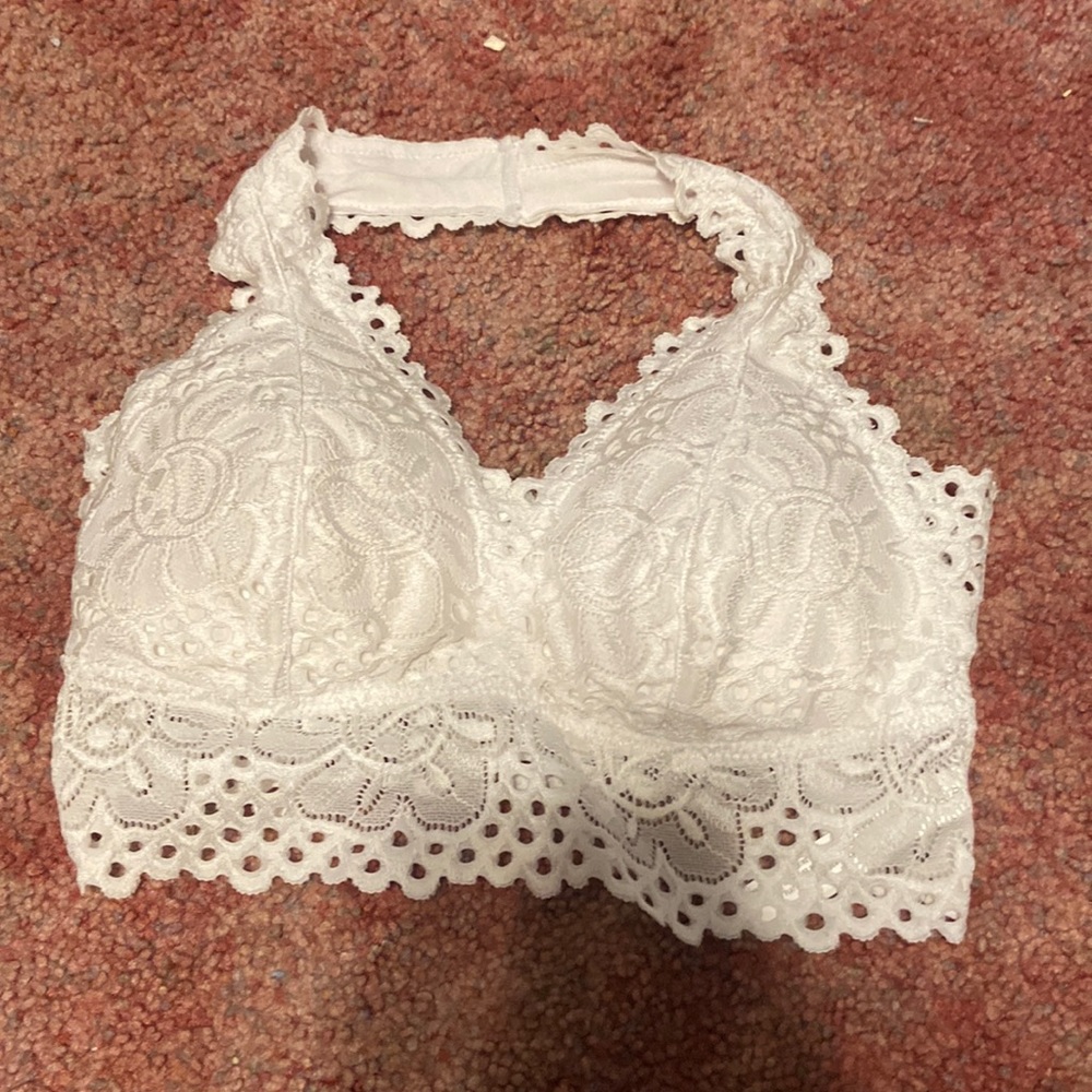 COPY - white lace halter bra
